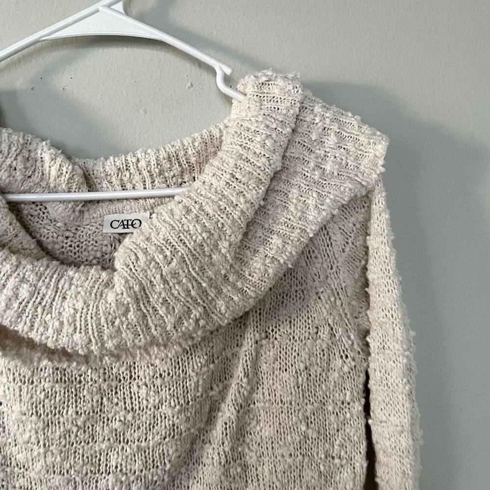 Cato vintage boho style cotton nylon cowl neck sweater knit women size large‎ - Picture 2 of 6